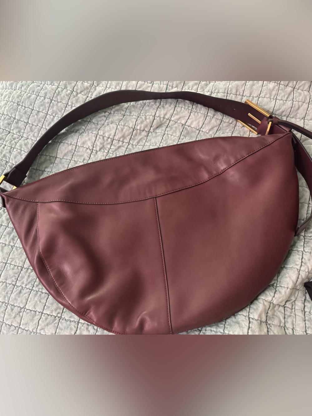 Allsaints Luna Leather Slouchy Shoulder Bag Burgundy (dark red) - Picture 6 of 8